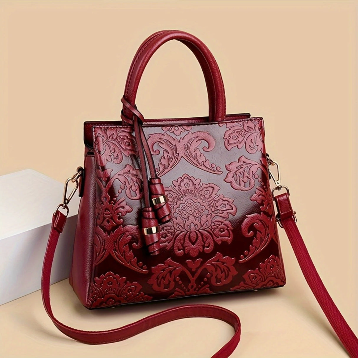 Red Stylish Multi-layer Shoulder Bag