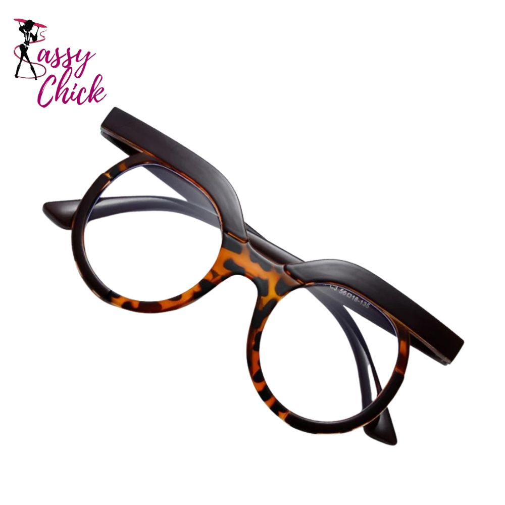 Stylish Round Resin Optical Reading Glasses Sassy Chick Logo