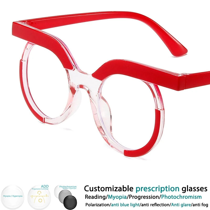 Red frame reading glasses