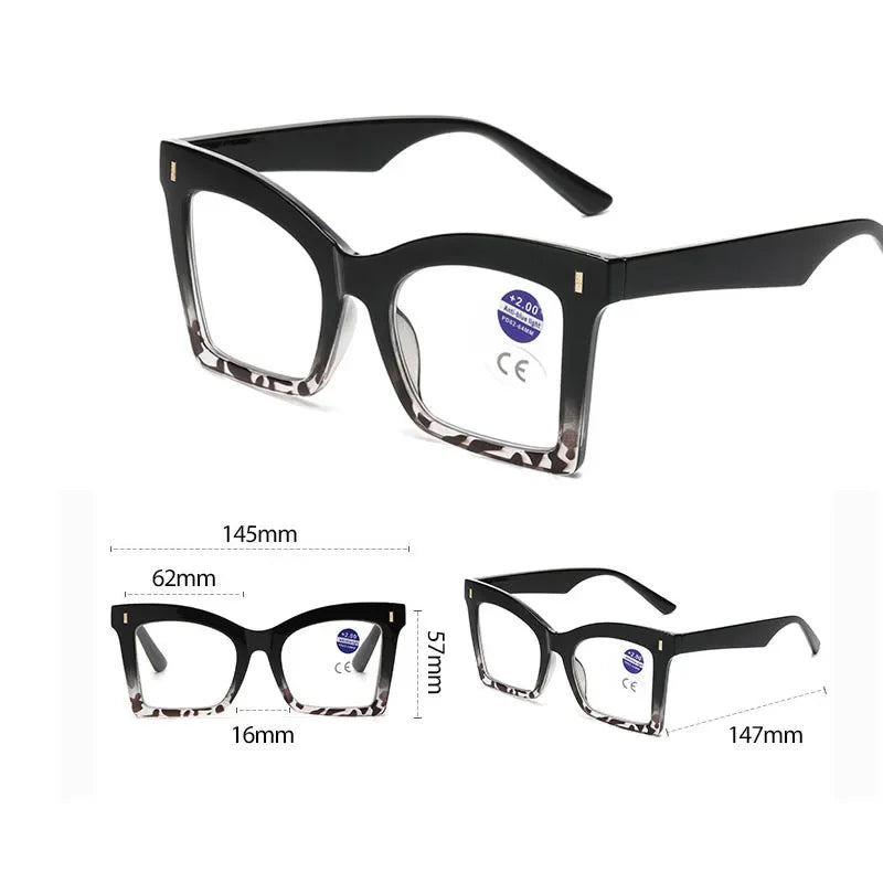 Size of Stylish Square Far Sight Oversized Eyeglasses