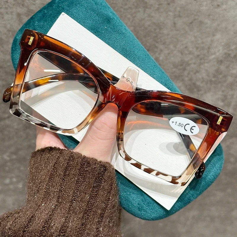 Brown Stylish Square Far Sight Oversized Eyeglasses
