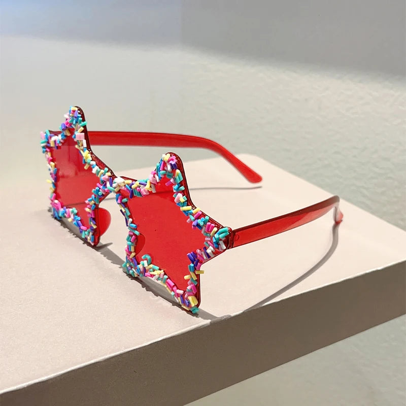 red Stylish Star Shaped Beach Sunglasses