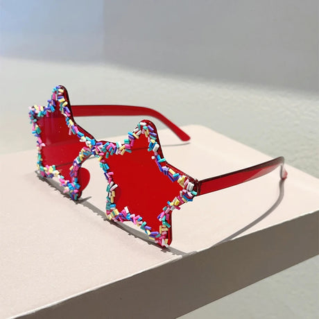 red Stylish Star Shaped Beach Sunglasses