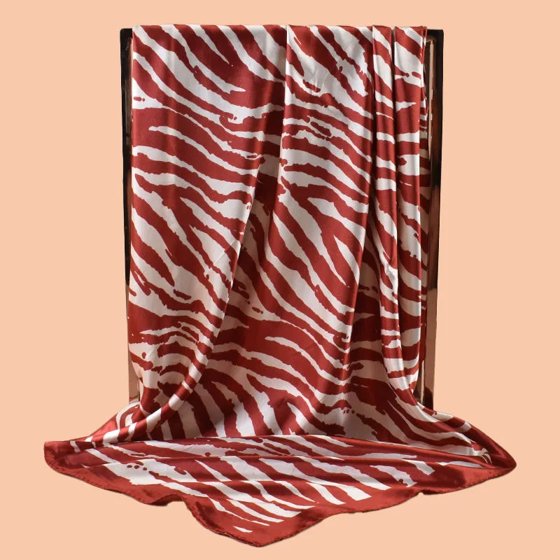 Red Summer Satin Square Scarf 90*90inch Multi-use Headscarf
