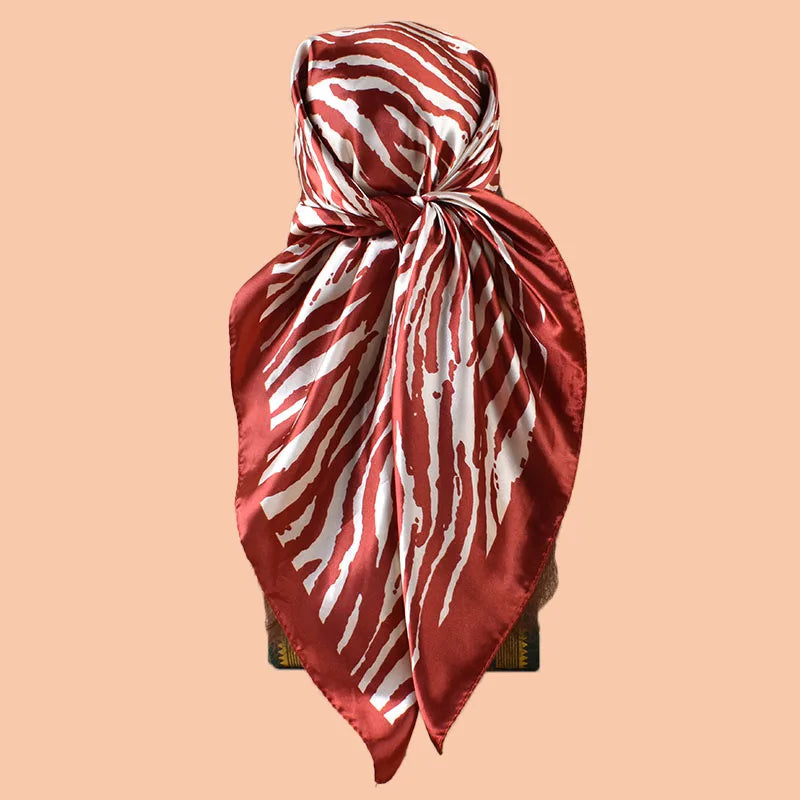 Red Summer Satin Square Scarf 90*90inch Multi-use Headscarf