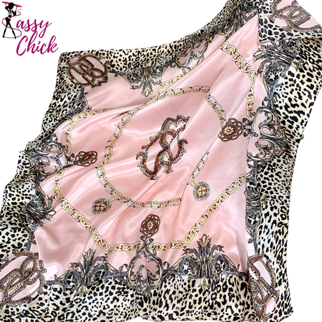 Sunscreen Square Silk Scarves Bandanna Sassy Chick Logo
