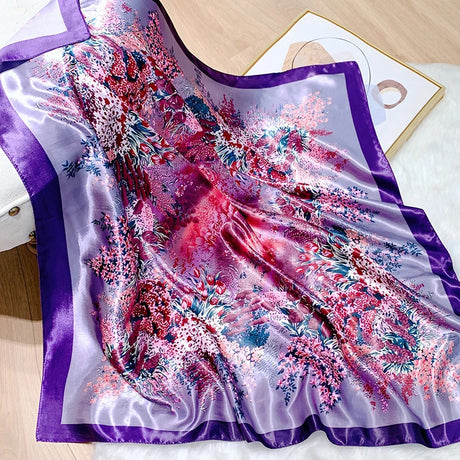 purple silk floral design bandanna