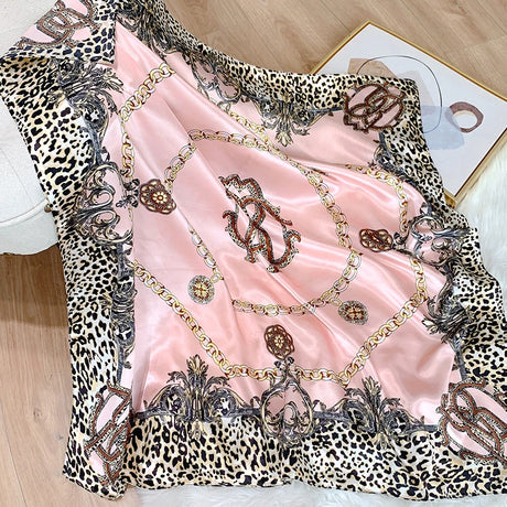 leopard pink silk bandanna