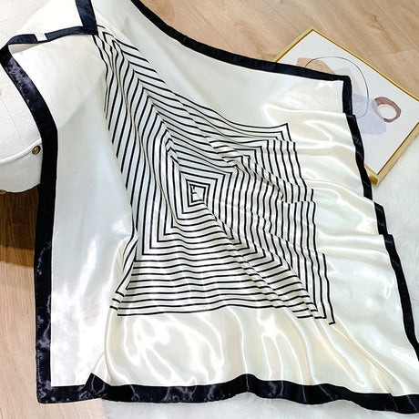 white black silk geometric design bandanna