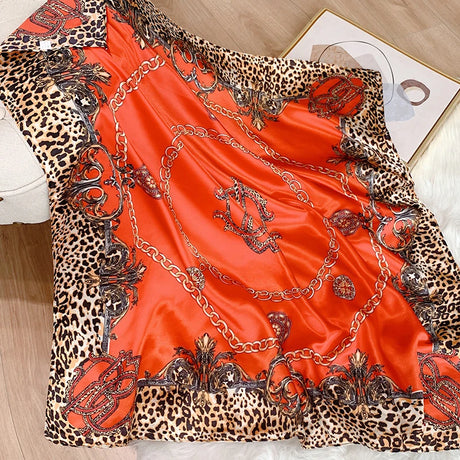 orange silk leopard design bandanna
