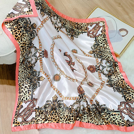 pink silk leopard design bandanna
