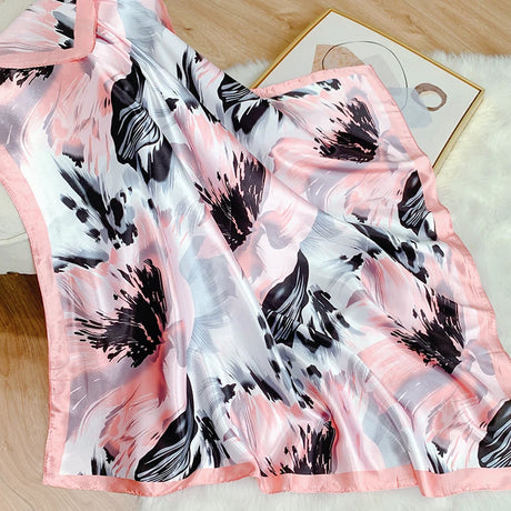 pink silk floral design bandanna