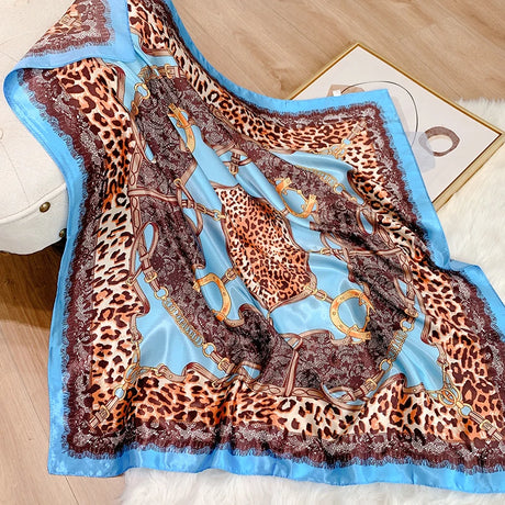 blue silk leopard bandanna