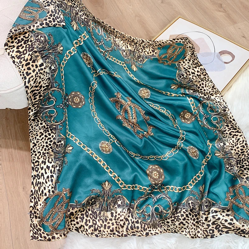 blue silk leopard bandanna