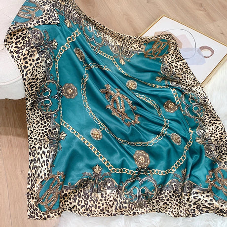 blue silk leopard bandanna