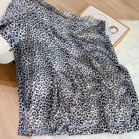 black white silk leopard design bandanna