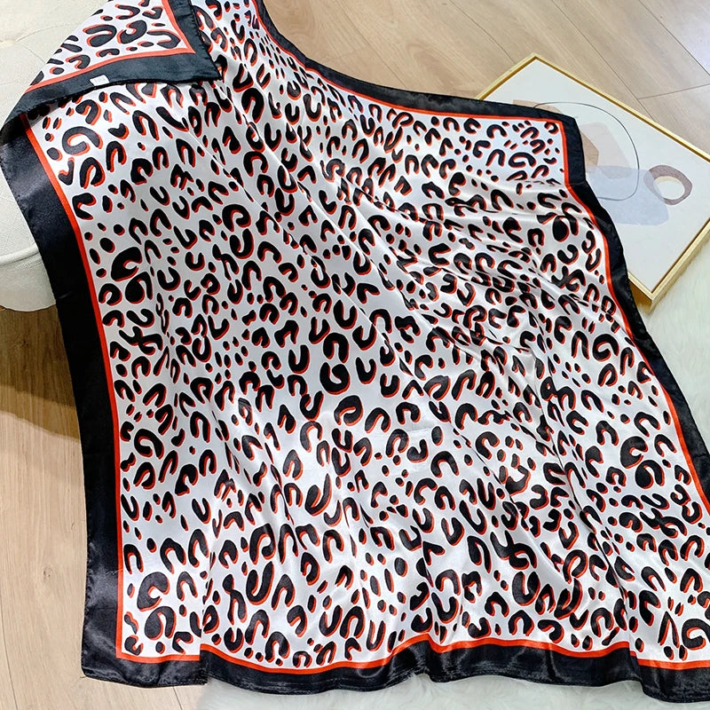 black white silk leopard design bandanna