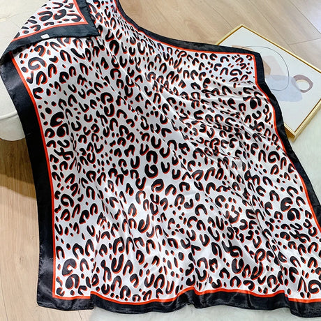black white silk leopard design bandanna