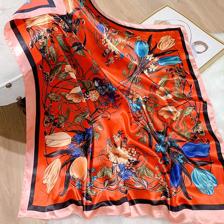 red silk floral design bandanna