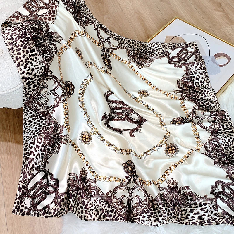 black white silk leopard design bandanna