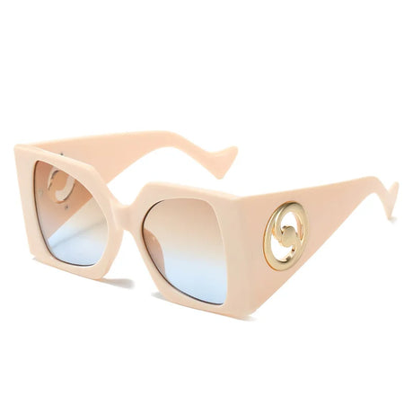 Beige Sunshade Square Large Sun Glasses