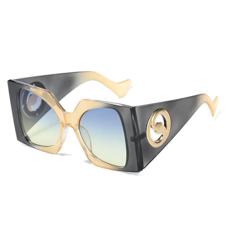 transparent black beige Sunshade Square Large Sun Glasses