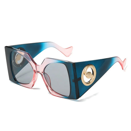 Transparent blue pink Sunshade Square Large Sun Glasses