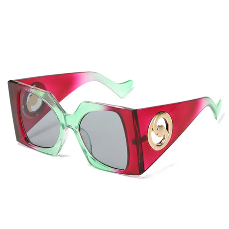 Transparent red green Sunshade Square Large Sun Glasses