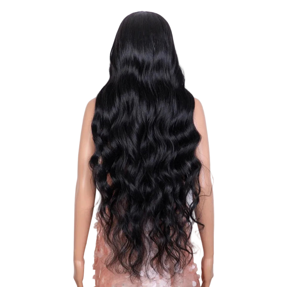 Back of Super Long Body Wavy Heat Resistant Synthetic Lace Wigs