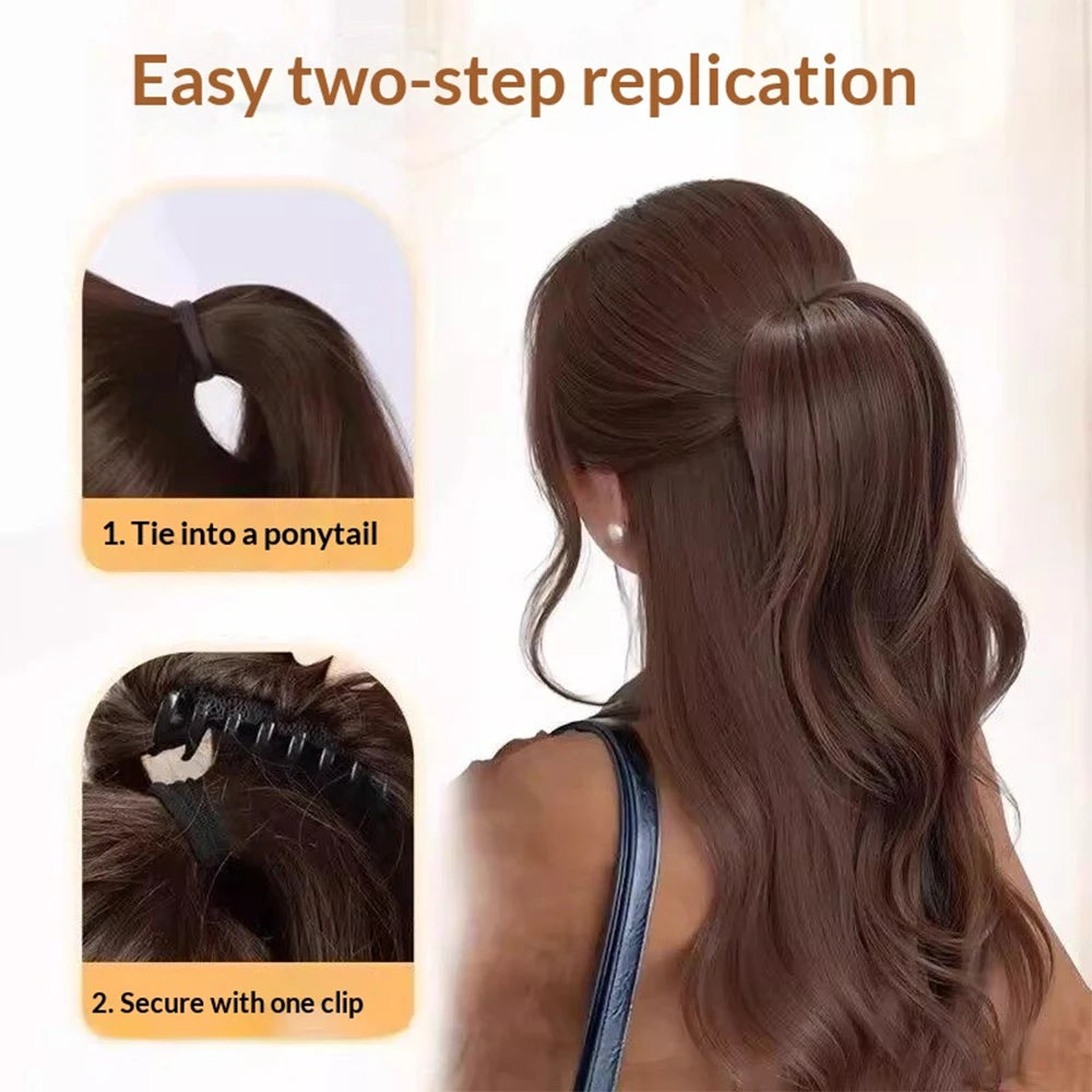 Synthetic 16 Inch Waterfall Half Up Layered Curly Ponytail Hair