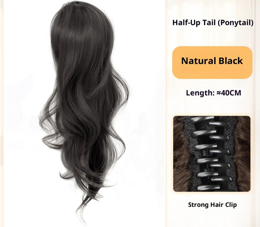 Synthetic 16 Inch Waterfall Half Up Layered Curly Ponytail Hair