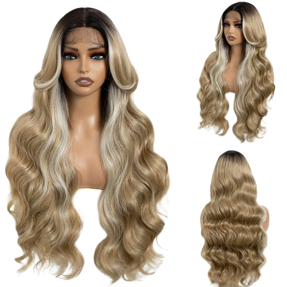Synthetic Body Wave Lace Front Wig blonde bleach
