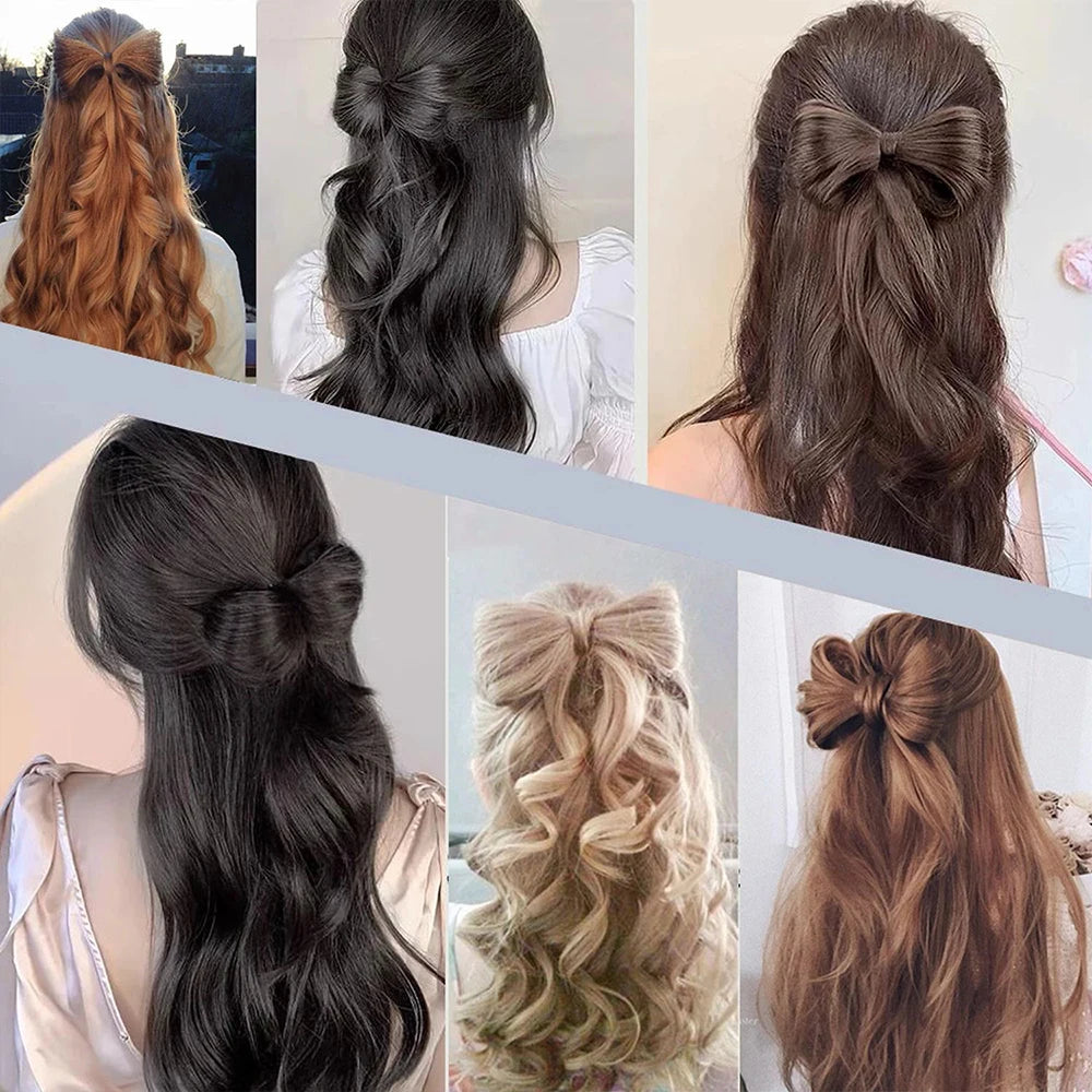 Collection of Synthetic Bowknot Claw Long Curly Wavy Ponytail Extensions