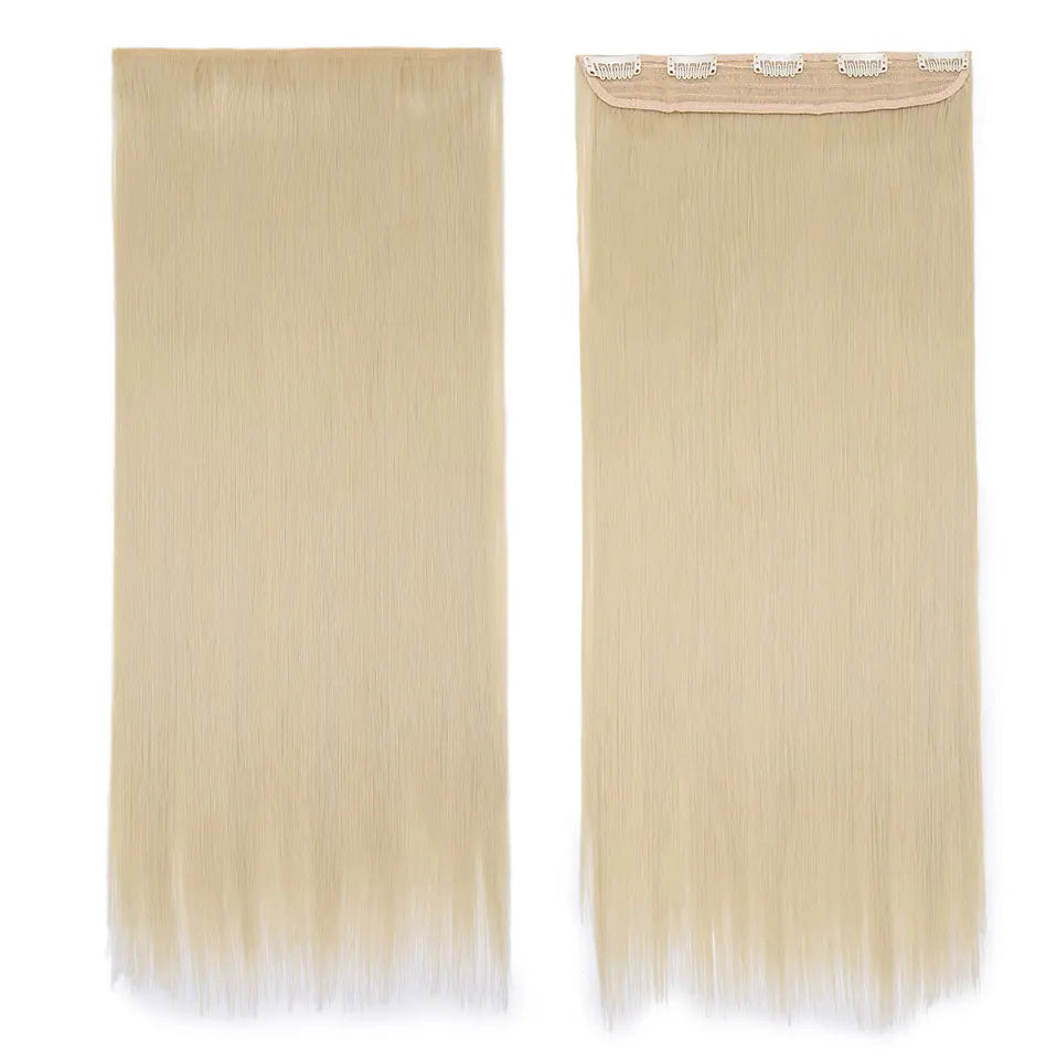 Synthetic Clip in Hair Extensions Natural Straight Long blonde