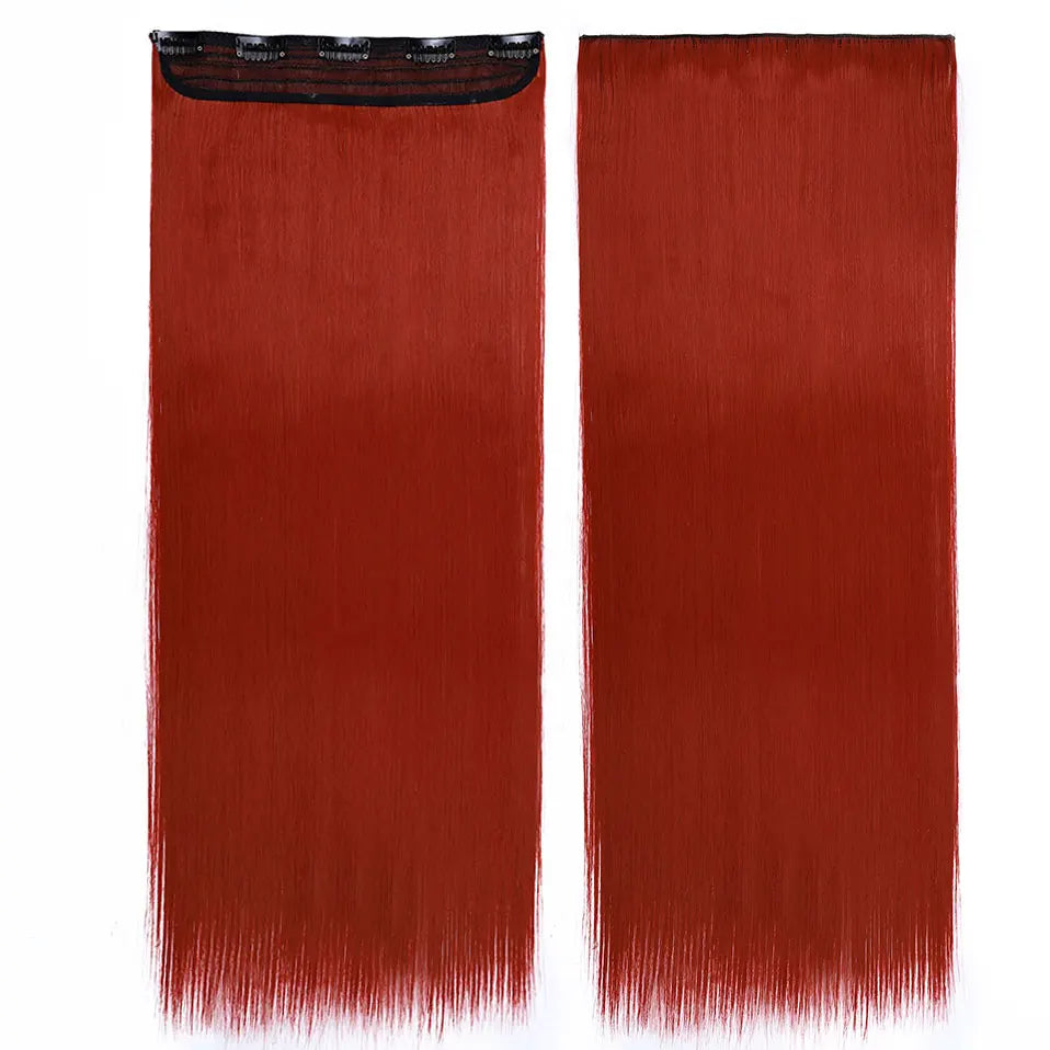 Synthetic Clip in Hair Extensions Natural Straight Long red