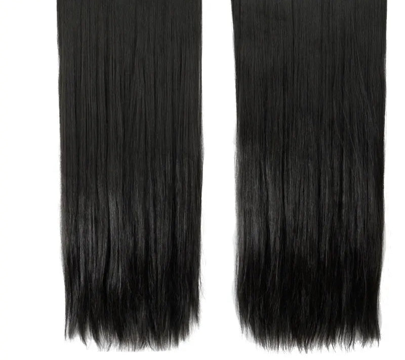 Synthetic Clip in Hair Extensions Natural Straight Long Natural Black