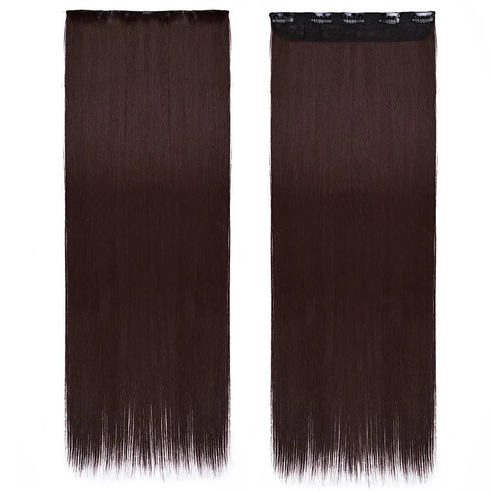 Synthetic Clip in Hair Extensions Natural Straight Long