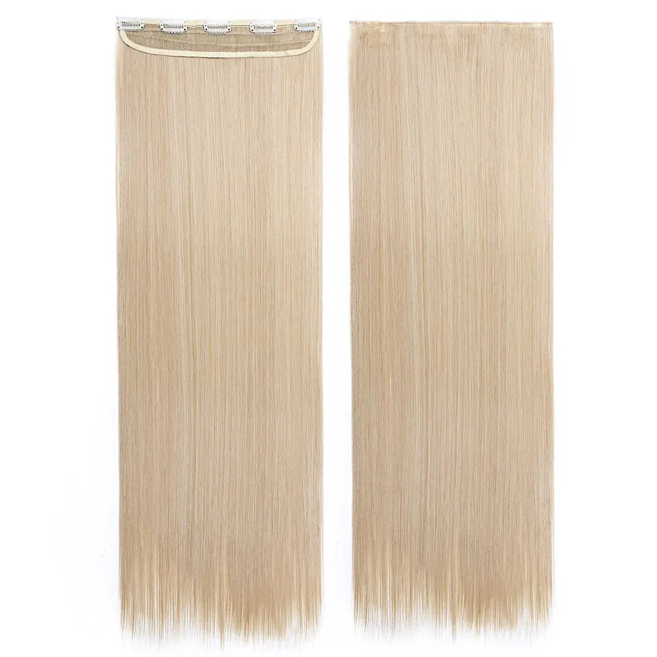 Synthetic Clip in Hair Extensions Natural Straight Long
