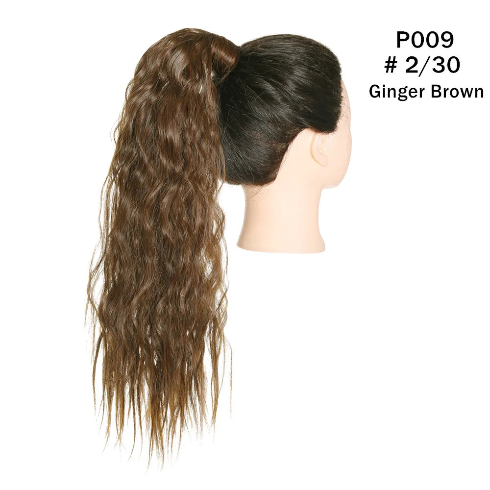 Synthetic Clip in Ponytail Wrap Around Pony Tail ginger brown
