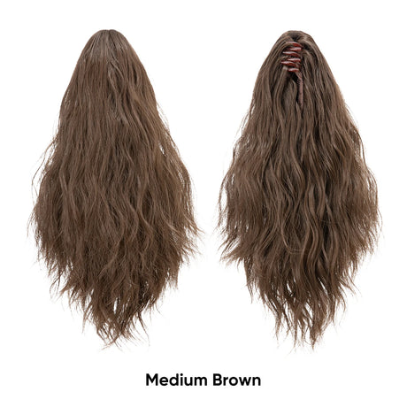 Synthetic Curly Claw Clip In Ponytail medium brown