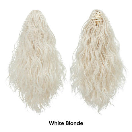 Synthetic Curly Claw Clip In Ponytail white blonde