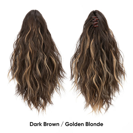 Synthetic Curly Claw Clip In Ponytail dark brown/ golden brown