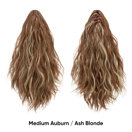 Synthetic Curly Claw Clip In Ponytail medium auburn/ ash brown