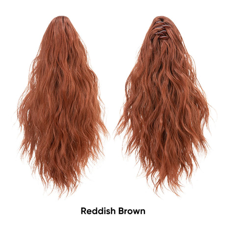 Synthetic Curly Claw Clip In Ponytail reddish brown