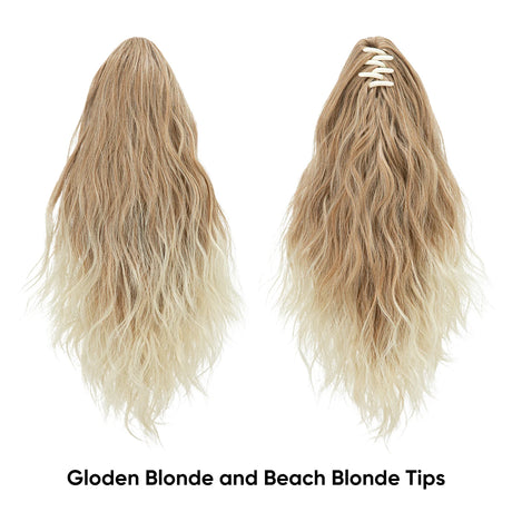 Synthetic Curly Claw Clip In Ponytail golden blonde