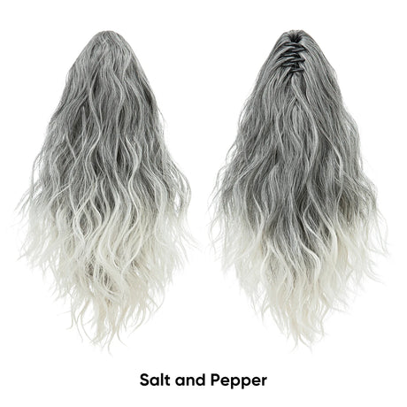 Synthetic Curly Claw Clip In Ponytail salt and pepper