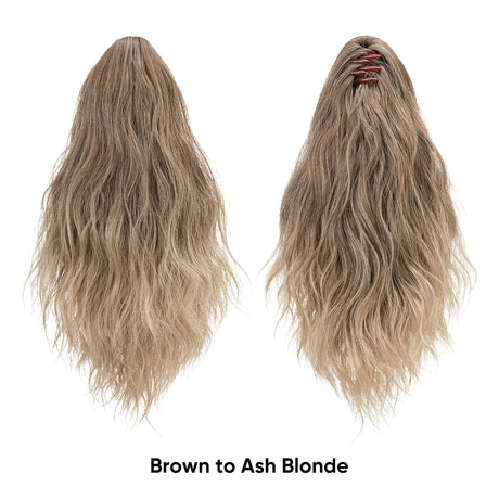 Synthetic Curly Claw Clip In Ponytail brown to ash blonde
