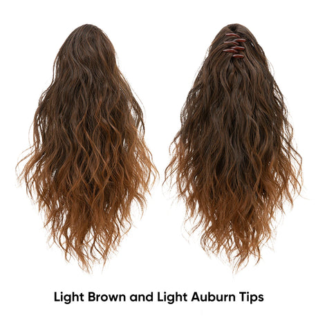 Synthetic Curly Claw Clip In Ponytail light brown