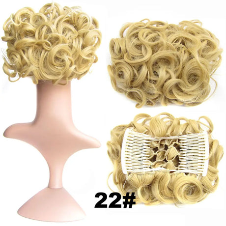 Synthetic Curly Messy Hair Bun Pad Hair Extension blonde