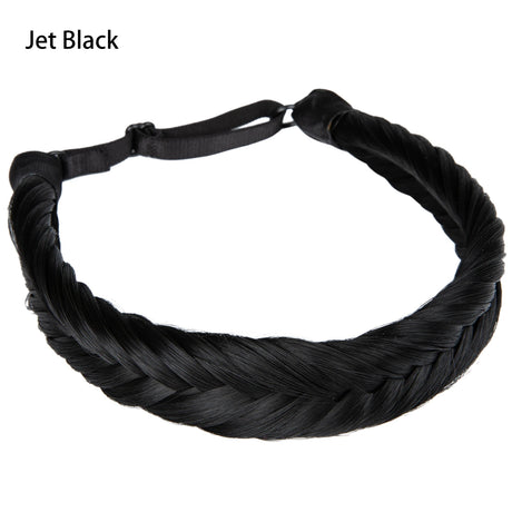 Synthetic Fishtail Braid Hairband Bohemian Style jet black